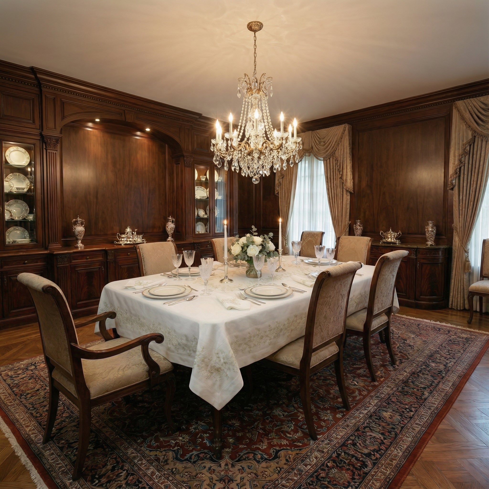 Embroidered Shimmer Tablecloth