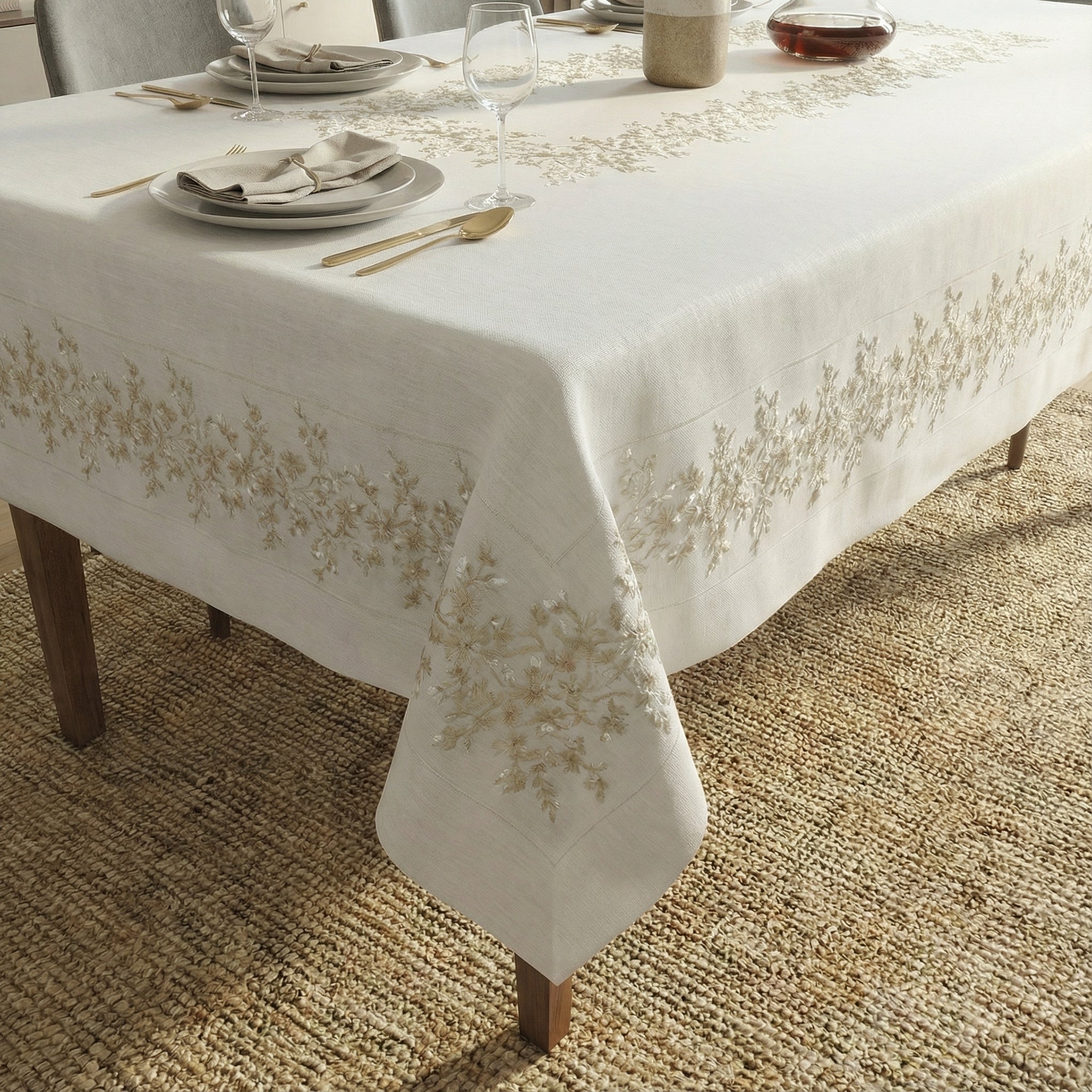 Embroidered Shimmer Tablecloth