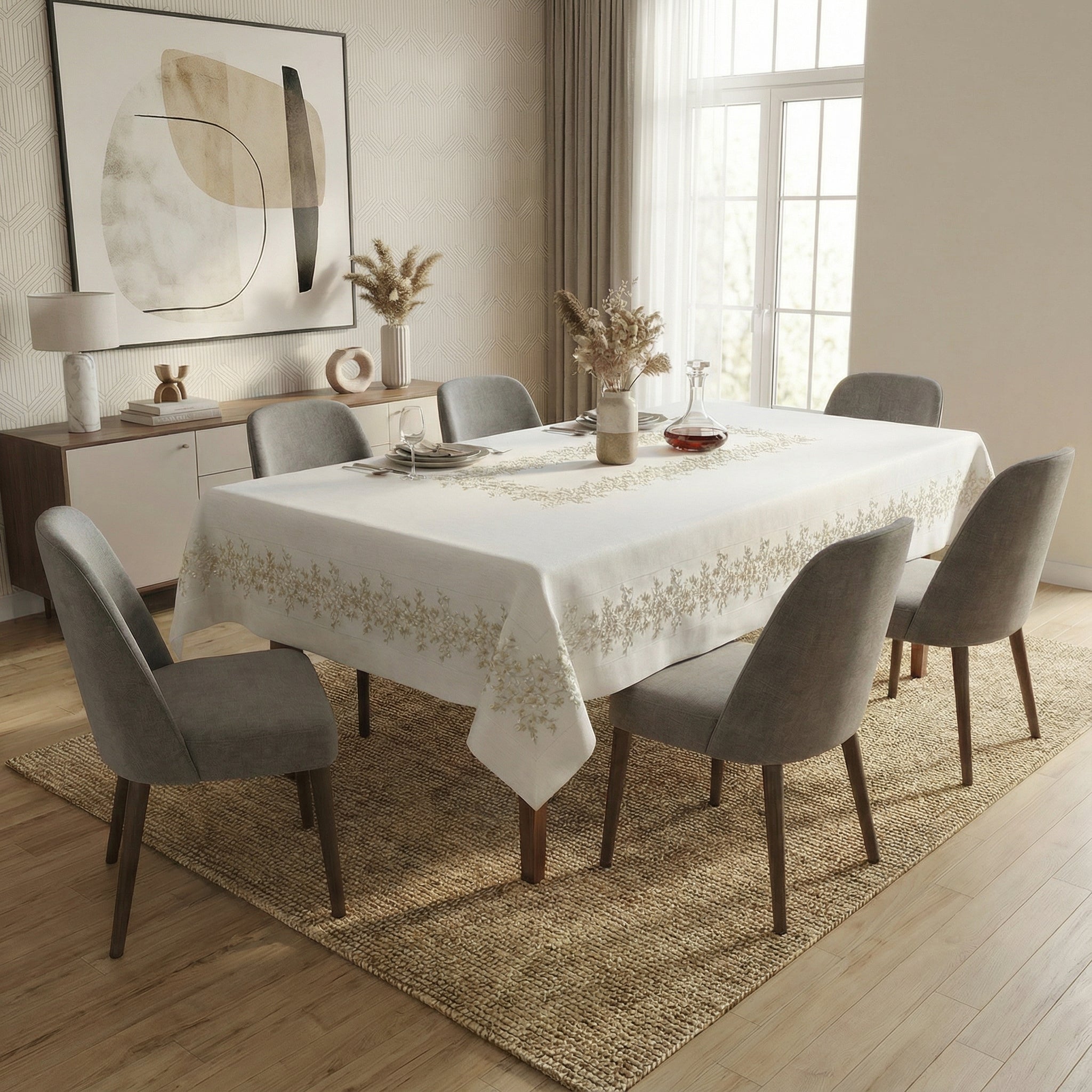 Embroidered Shimmer Tablecloth