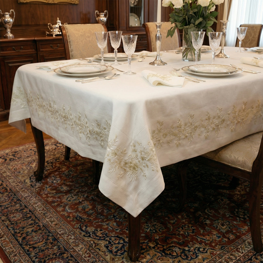 Embroidered Shimmer Tablecloth